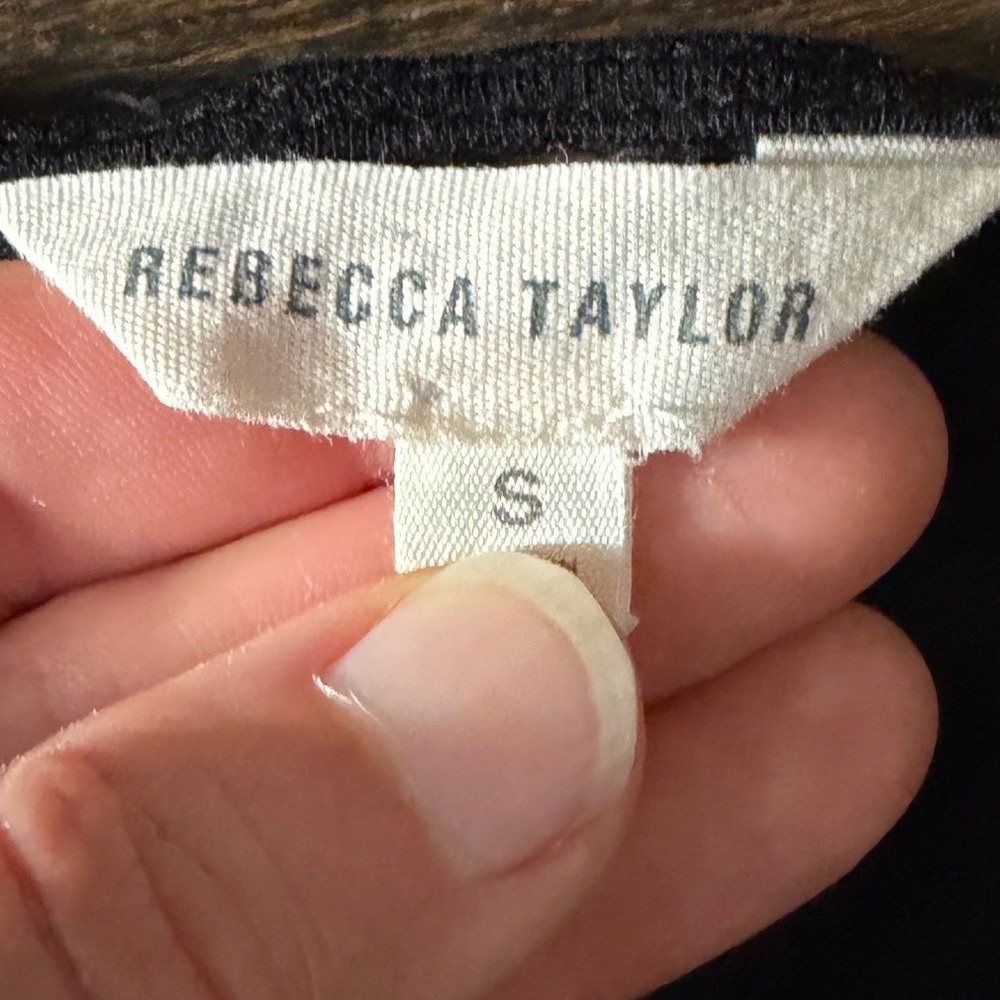 Rebecca Taylor Black Puff Sleeve Knot V-Neck Knit Blouse Top Small - Picture 2 of 3